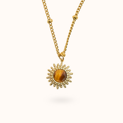 Sun Gemstone Ketting Tijgeroog Goud