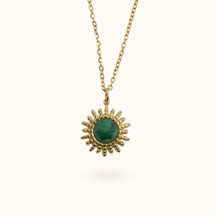 Sun Gemstone Ketting Chinese Jade Goud