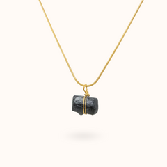 Gemstone Necklace Raw Black Tourmaline Stone Gold