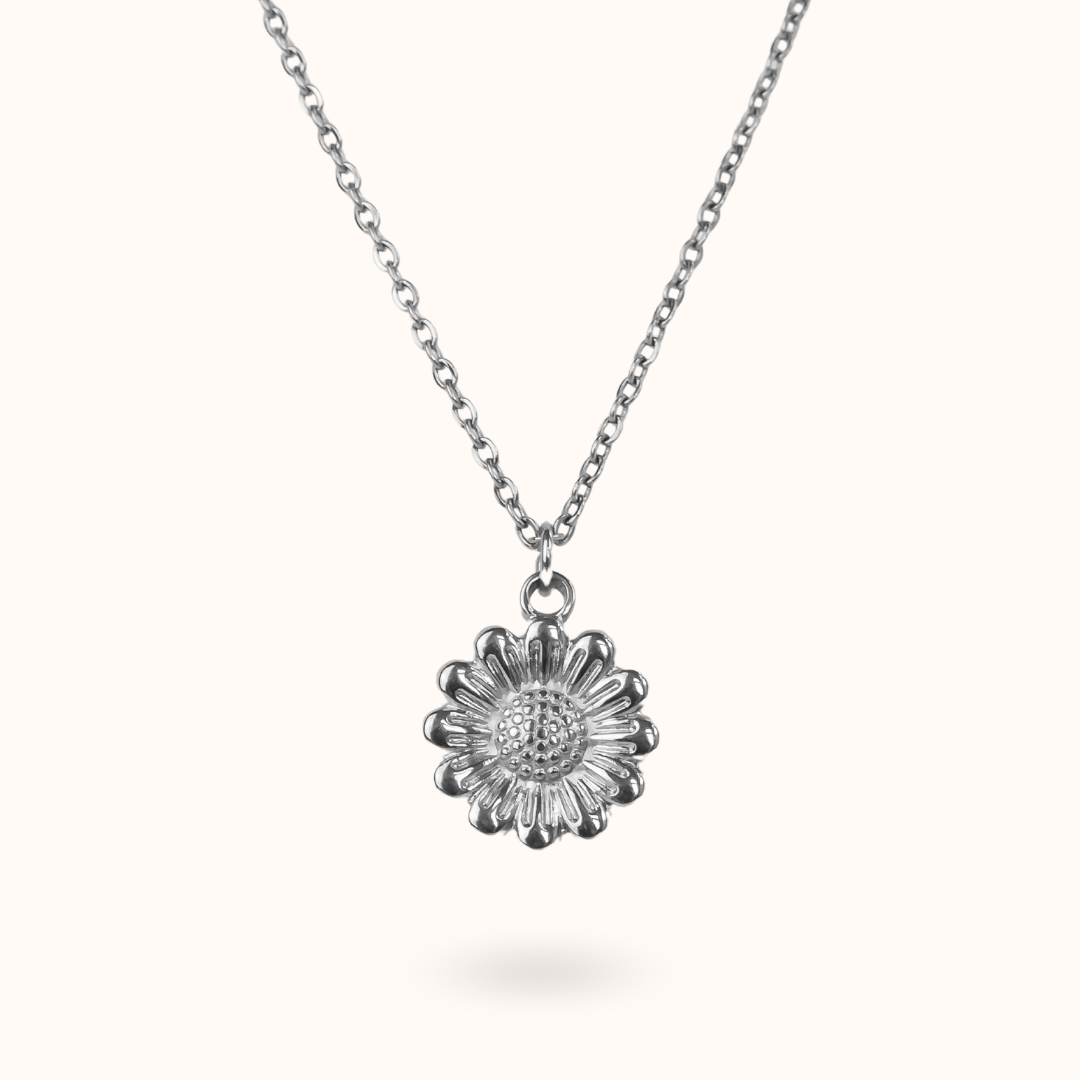 Sunflower Necklace Silver