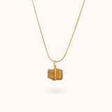 Tijgeroog ruwe steen ketting goud