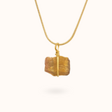 Tigerauge Rohstein Kette Gold