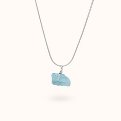 Gemstone Necklace Raw Aquamarine (Clarity) Stone Silver
