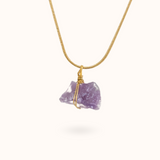 Amethyst Raw Stone Necklace Gold