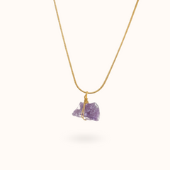 Gemstone Necklace Raw Amethyst (Healing) Stone Gold