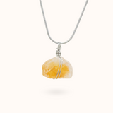 Citrin Rohstein Kette Silber