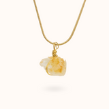 Citrien ruwe steen ketting goud