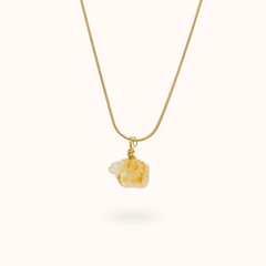 Gemstone Necklace Raw Citrin Stone Gold