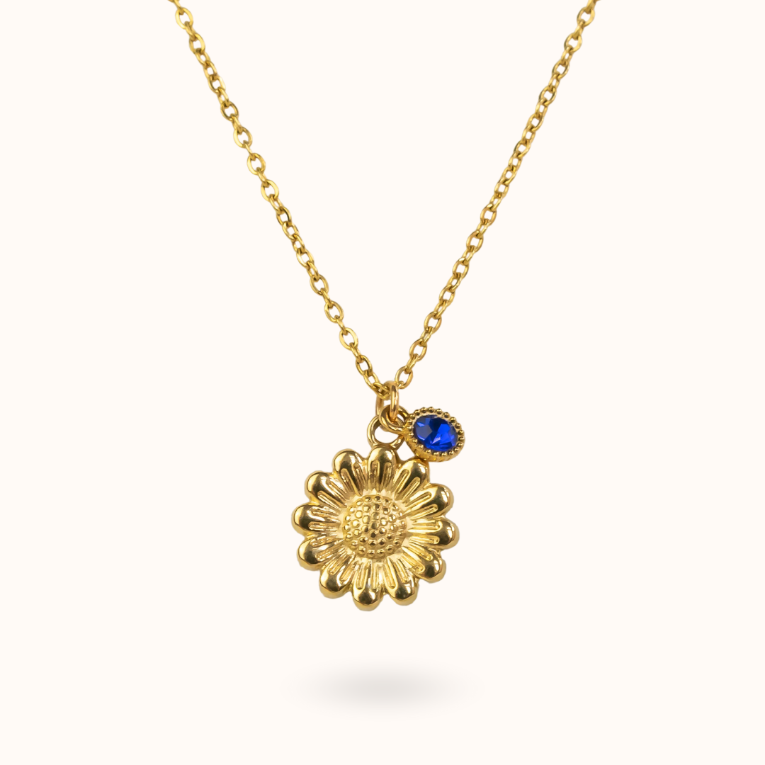 Sunflower Birthstone Necklace Gold