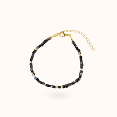 Gemstone Bracelet Black Agate (Stability) Gold