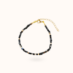 Gemstone Bracelet Black Agate Gold