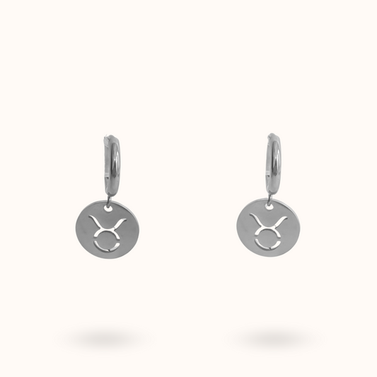 Zodiac Earrings Taurus Silver