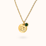 Kreeft munt geboortesteen ketting goud