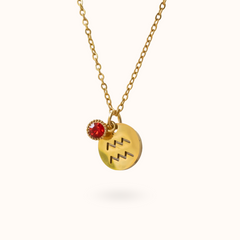 Waterman munt geboortesteen ketting goud