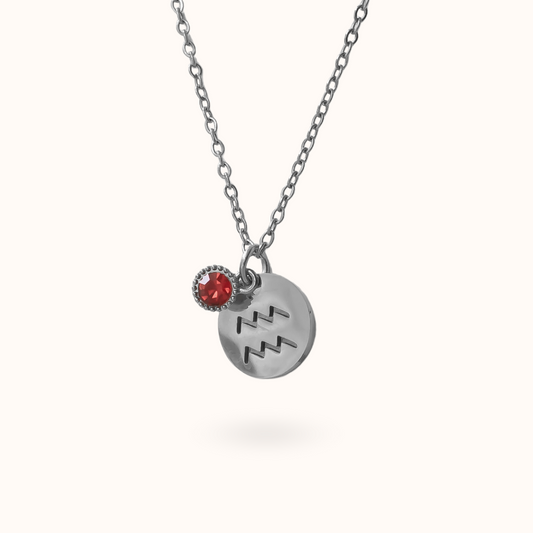 Waterman munt geboortesteen ketting zilver