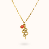 Slang Geboortesteen ketting goud
