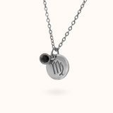Maagd Munt Geboortesteen Ketting Zilver