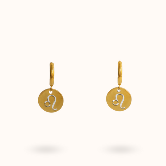 Zodiac Earrings Leo Gold