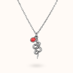 Snake Birthstone Necklace Silver