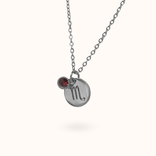 Scorpio Coin Birthstone Necklace Silver