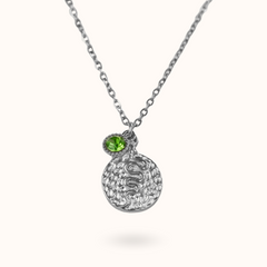 Snake Coin Birthstone Necklace Silver