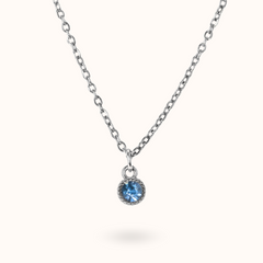 Small Birthstone Necklace Silver