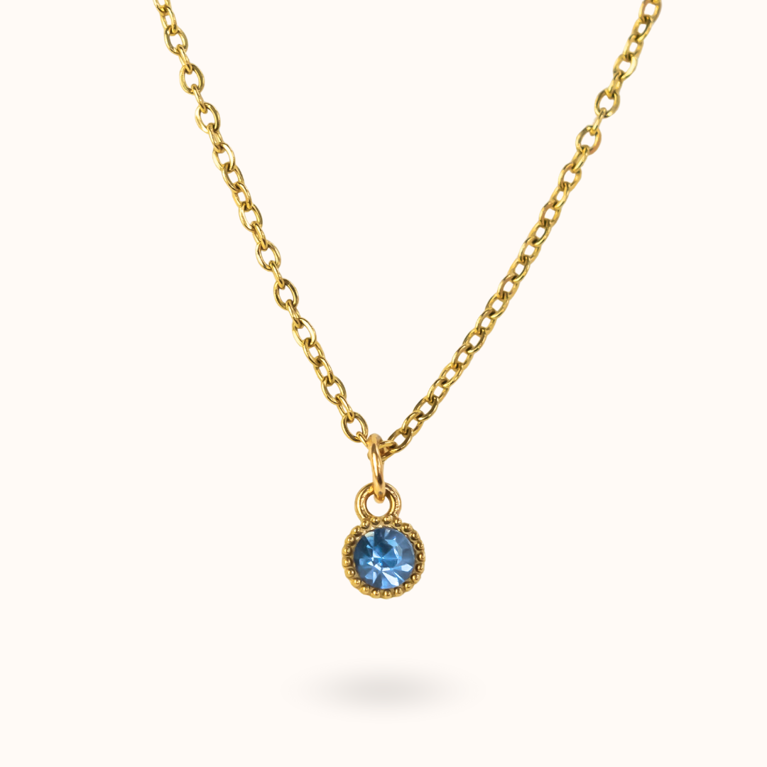 Small Birthstone Necklace Gold