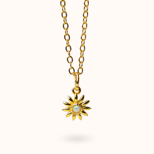 Fine Line Necklace Opal (Purity) Flower Gold