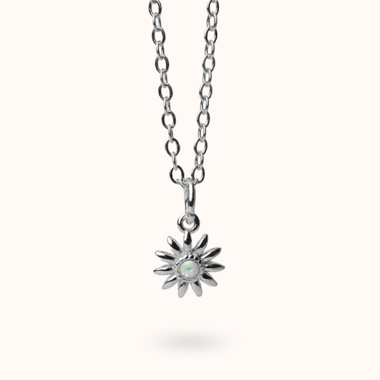 Fine Line Necklace Opal (Purity) Flower Silver