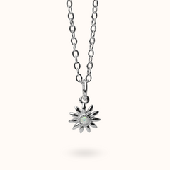 Fine Line Necklace Opal Flower Silver