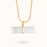 Seleniet ruwe steen ketting goud