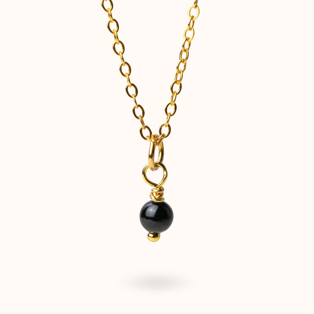 Fine Line Ketting Onyx Bal Goud