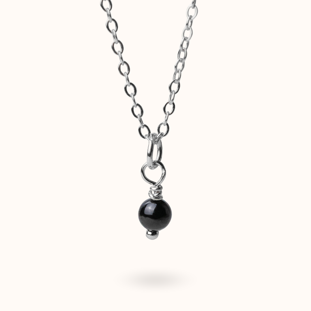 Fine Line Ketting Onyx Bal Zilver