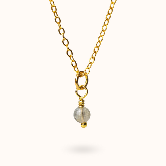Fine Line Necklace Labradorite (Protection) Ball Gold