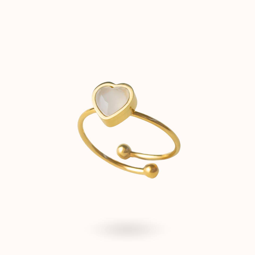 June Birthstone Heart Ring - Moonstone