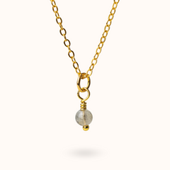 Fine Line Necklace Labradorite Ball Gold