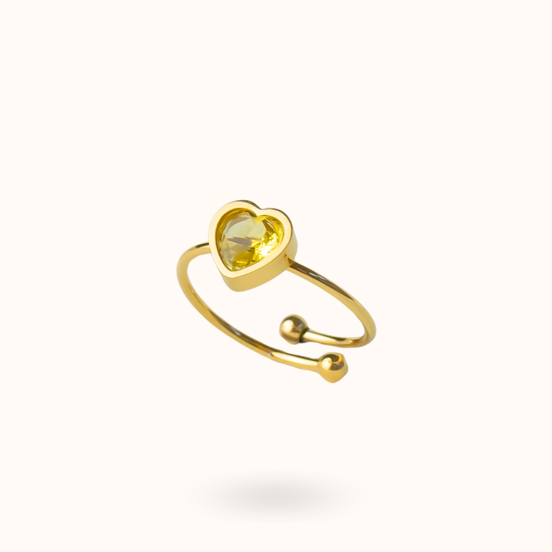 November Birthstone Heart Ring - Citrine