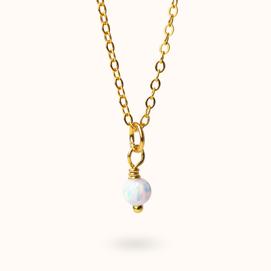 Fine Line Necklace Opal (Purity) Ball Gold