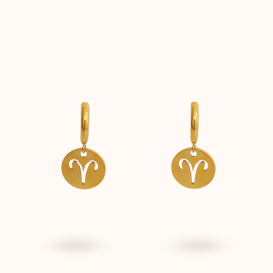 Zodiac Earrings Aries Gold