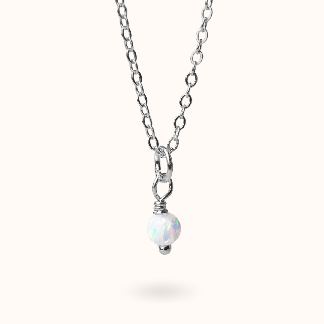 Fine Line Necklace Opal Ball Silver