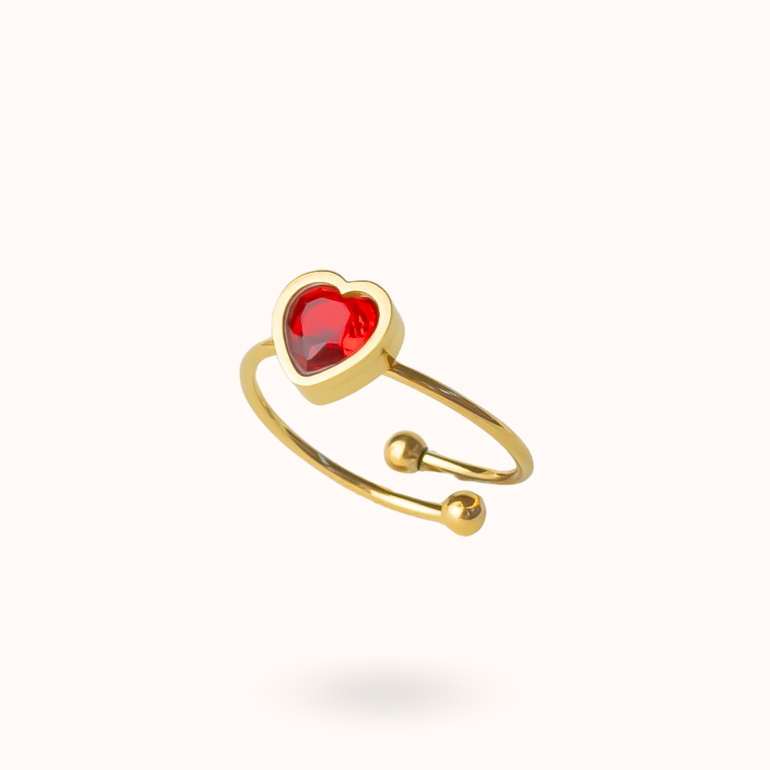 July Birthstone Heart Ring - Ruby