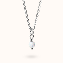 Fine Line Necklace Opal Ball Silver
