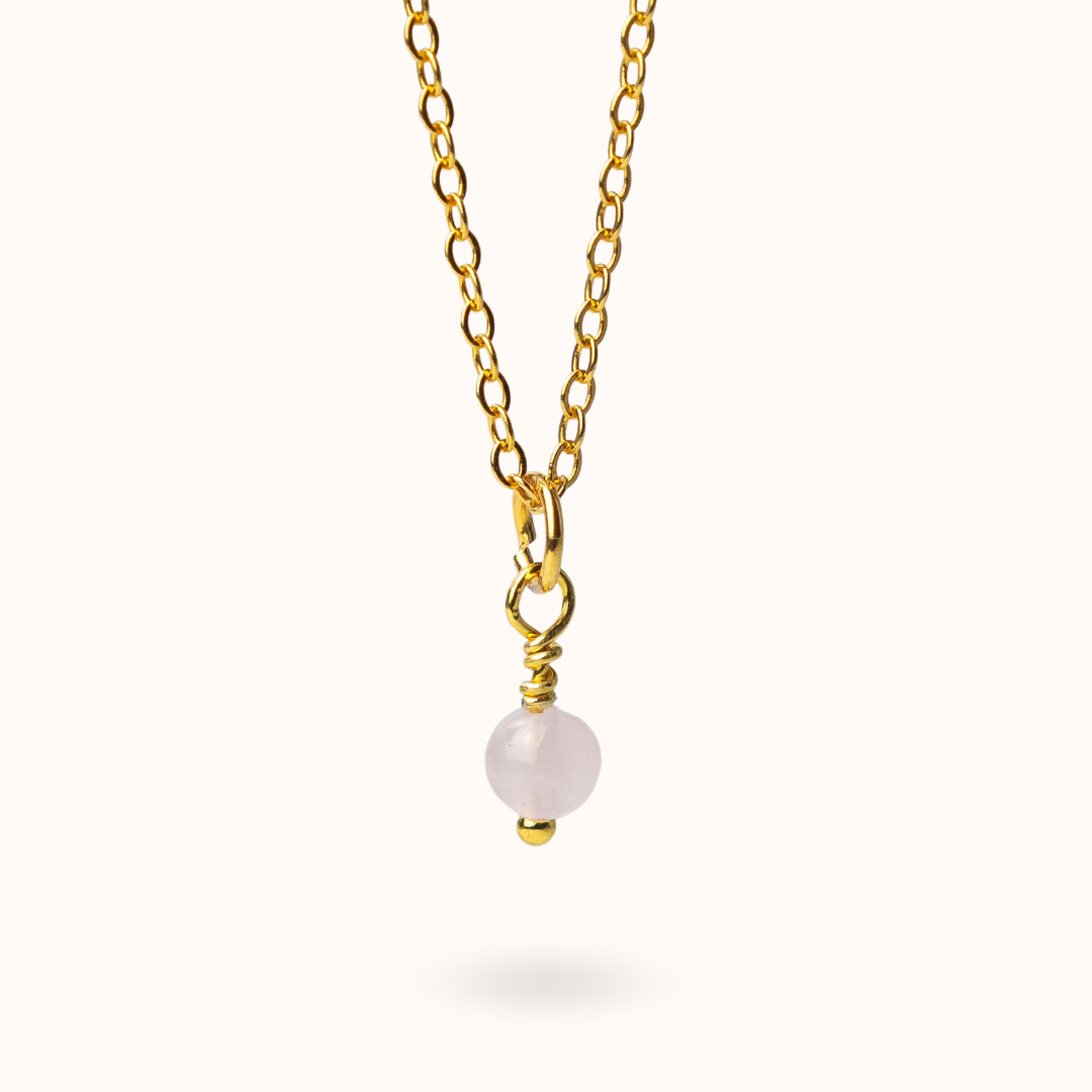 Fine Line Ketting Rozenkwarts Bal Goud