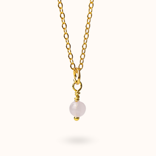 Fine Line Necklace Rose Quartz (Love) Ball Gold
