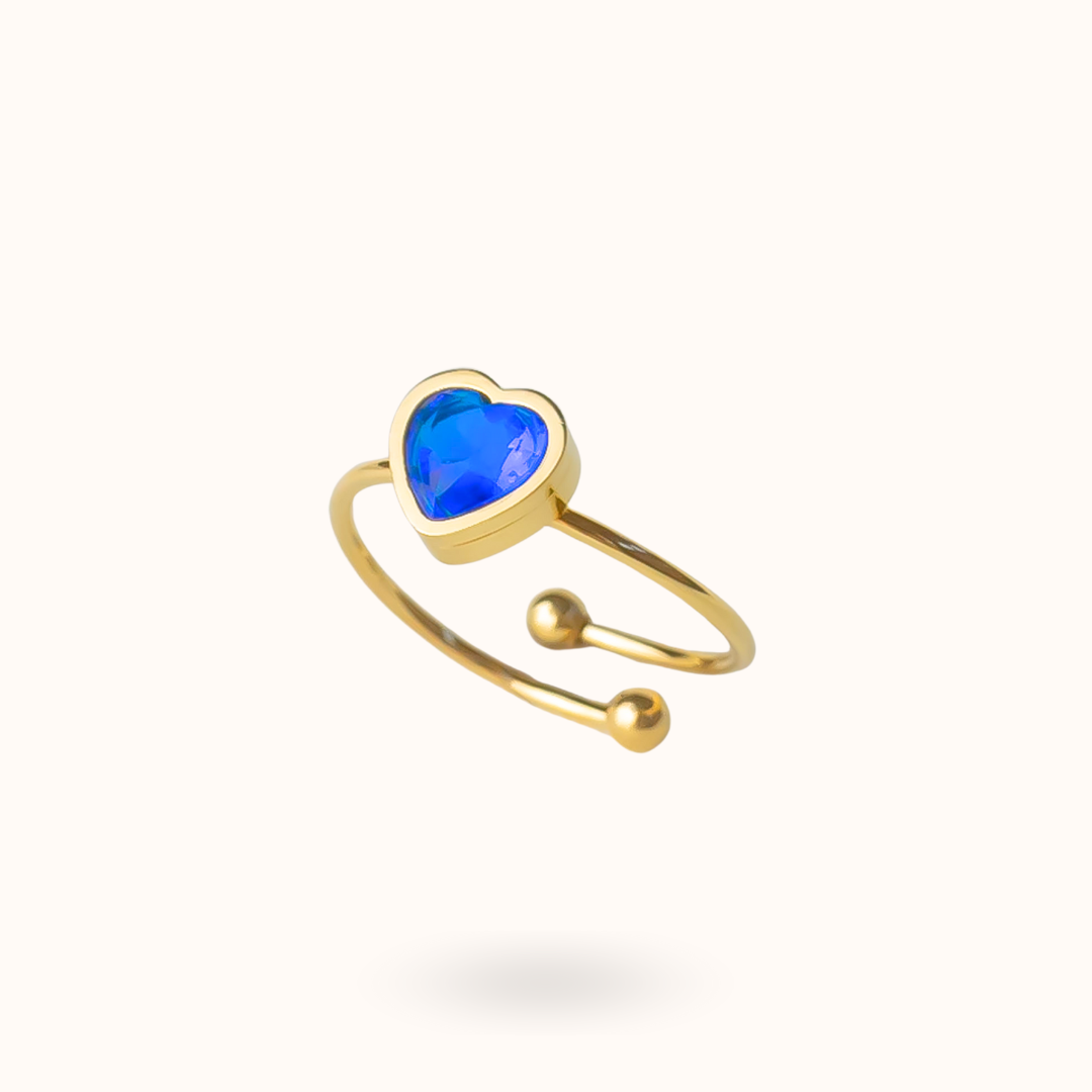 Herzring mit Geburtsstein für September – Saphir