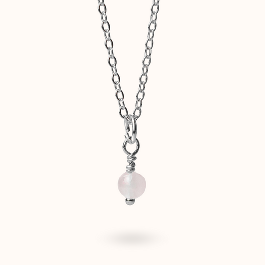 Fine Line Necklace Rose Quartz (Love) Ball Silver