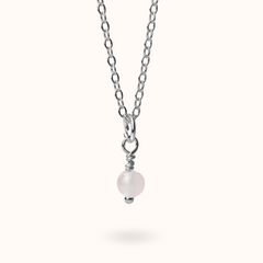 Fine Line Necklace Rose Quartz Ball Silver