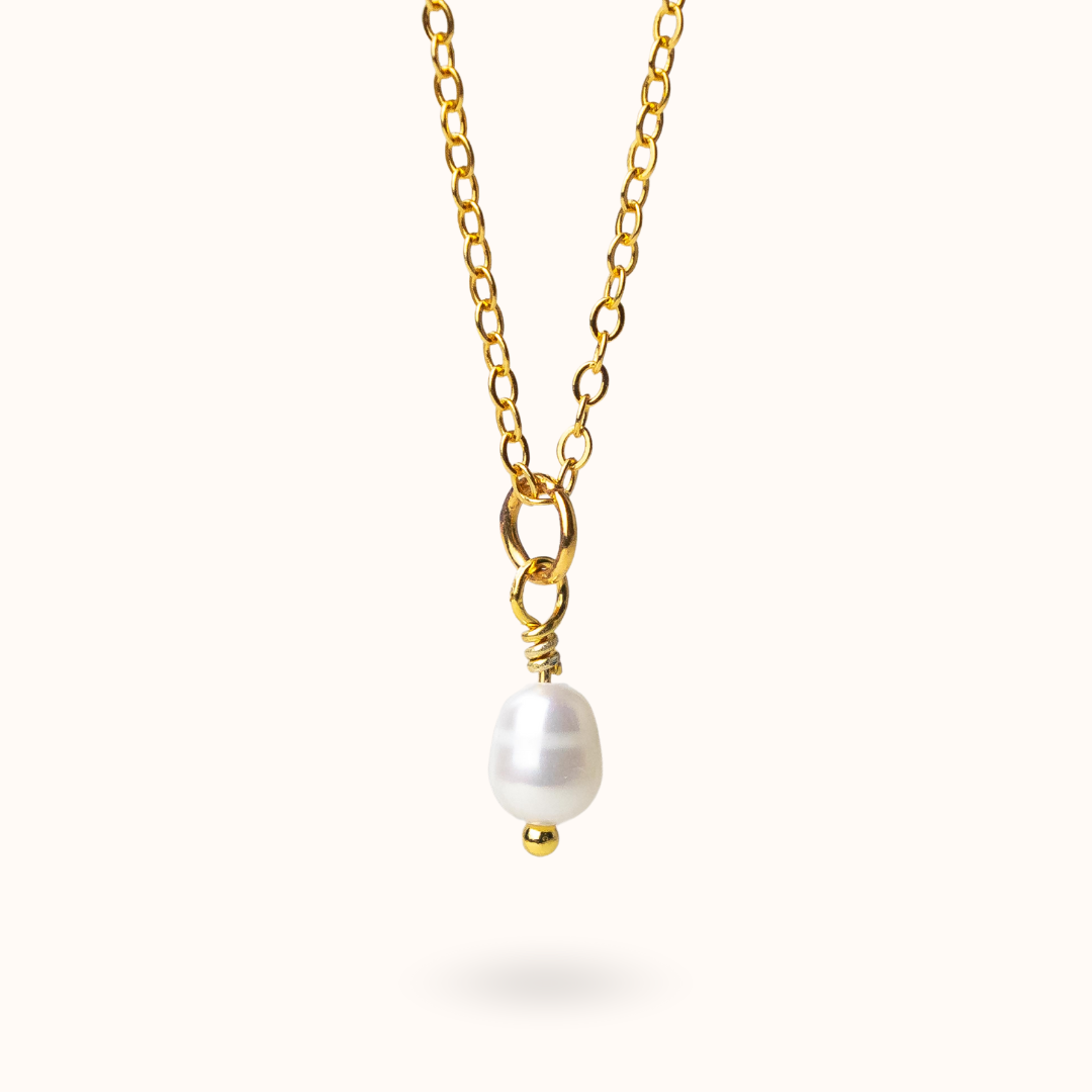 Fine Line Necklace Sweetwater Pearl Ball Gold