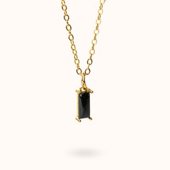 Fine Line Necklace Onyx Rectangle Gold