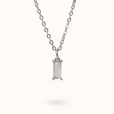 Fine Line Ketting Rozenkwarts Rechthoek Zilver